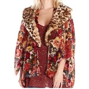 Anthropologie ARATTA SILENT JOURNEY Kimono Cardigan Wrap Removeable Fur Collar